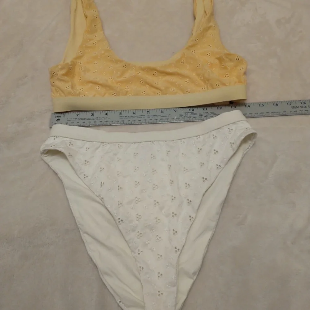 Dippin' Daisy's Yellow and White Embroidered Eyelet Bikini